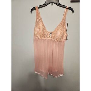 NwT Daisy Fuentes Size 1x Pink  Lace BabyDoll Chemise Slip Nightie